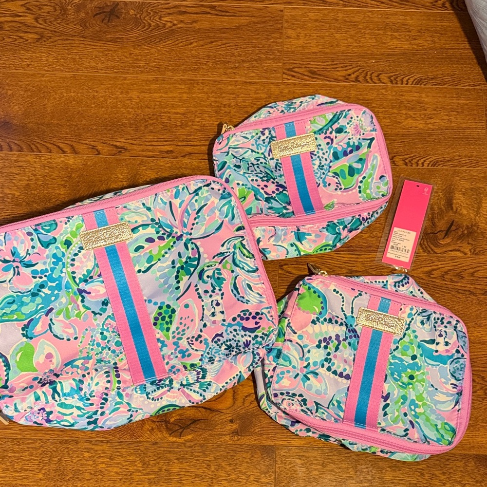 Lilly Pulitzer Pink and Blue Mini Bag Set